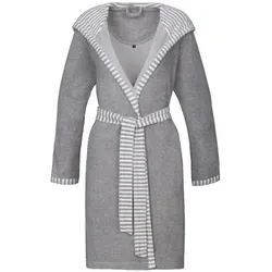 Vossen Damen Juno Bademantel, Grau - Bequem und stilvoll - Bademäntel für Damen, aus 80% Baumwolle für hohen Tragekomfort und mit praktischen Leistentaschen sowie einem modischen Streifendesign.