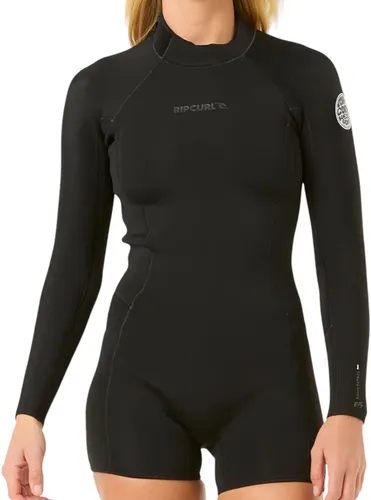Rip Curl 2025 Frauen Dawn Patrol 2mm Rückenreißverschluss Langärmel Neoprenanzug - Schwarz - Hochwertiger 2mm Neoprenanzug für Frauen mit Rückenreißverschluss. Ideal für Wassersport im Frühling, bietet Flexibilität und Komfort für unbeschwerte Erlebnisse im Wasser.