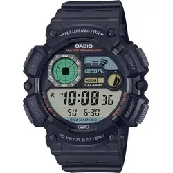 Casio Digital Moonphase Herren Uhr WS-1500H-1A – Sportliche Eleganz in Schwarz - Die Casio Digital Moonphase WS-1500H-1A ist die ideale Sportuhr für aktive Männer. Mit vielseitigen Funktionen wie Dual Time, Stoppuhr und Alarm bietet sie praktische Unterstützung bei jedem Abenteuer. Wasserdicht bis WR100!
