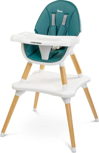 Caretero Tuva Hochstuhl dunkelgrün - Der Caretero Tuva Hochstuhl vereint skandinavisches Design mit Funktionalität. Er ist vielseitig einsetzbar und bietet durch seine verstellbare Theke und den 5-Punkt-Gurt höchsten Komfort für Ihr Kind.