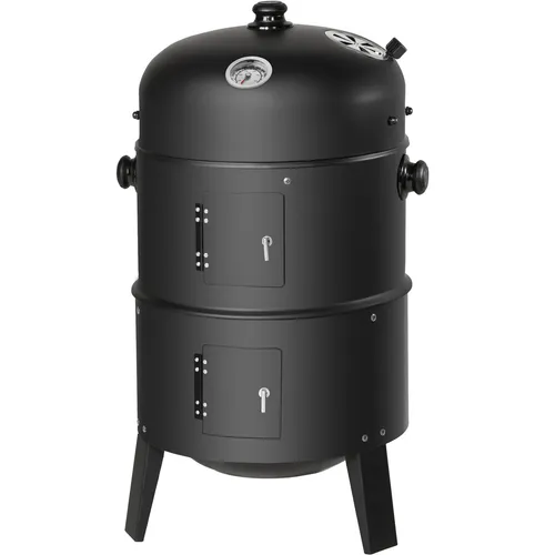 Holzkohlegrill BBQ Smoker von Tectake - Mittelgroßer Smoker mit 2 Grillplatten, ideal für BBQ-Liebhaber. Maximale Temperatur bis 300 °C für perfektes Räuchern und Grillen.