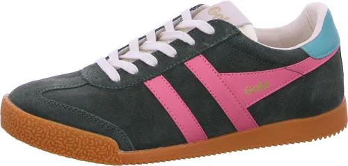 Gola Sneaker Elan 2026 in Khakigrün/Pink/Seablau für Damen, Größe 40 (9) - Der Gola Elan Sneaker kombiniert klassischen Sportstil mit modernem Design. Die Old-School-Gummisohle und die auffälligen Farben sorgen für einen trendigen Look, ideal für Alltag und Freizeit.
