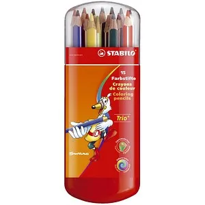 STABILO Farbstiftetui Trio dick 15 St. - Bunte Kreativität für kleine Künstler, ideal für Schule und Freizeit