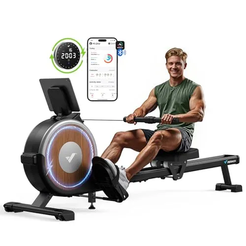 MERACH Aufgerüstetes Selbstbetriebenes Rudergerät - Umweltfreundliches Magnetisches Fitnessgerät für Zuhause, 16 Widerstandsstufen und 160KG Tragfähigkeit für effektives Ganzkörpertraining
