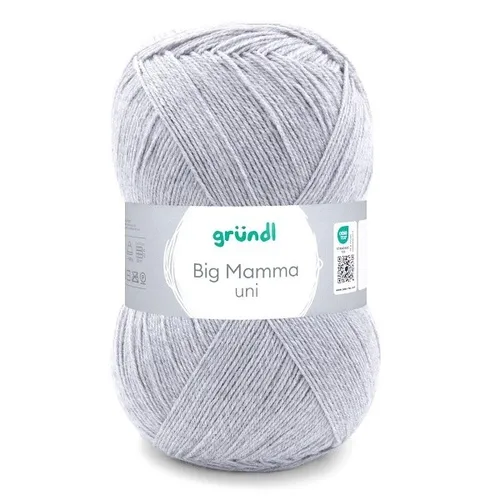 GRÜNDL WOLLE BIG MAMMA UNI 400 g MITTELGRAU HANDSTRICKGARN 100g/2,45€