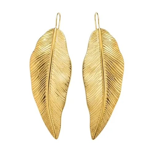 Karma NH11325380 Ohrringe Blätter Gold Edelstahl 7,5 cm modern Damenohrringe Blatt Damen Damenschmuck wasserfest hypoallergen