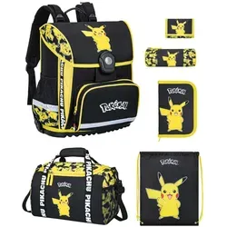 Pokémon Schulranzen Set mit Pikachu Motiv - Ergonomischer Schulranzen für die 1. bis 4. Klasse, leicht mit nur 990 g und 18 Litern Volumen. Inklusive Sporttasche und Zubehör für einen optimalen Schulstart.