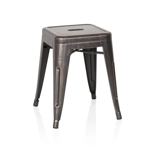 hjh OFFICE 645034 Metall Hocker VANTAGGIO Schwarz/Gold - Barhocker im modernen Industry-Design, robust und stapelbar - ideal für Zuhause oder Gastronomie mit leicht zu reinigenden Oberflächen und einem stabilen Stand.
