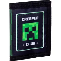 MINECRAFT Polyester Wallet Black Green - 25x11 cm, mit Reißverschluss und mehreren Innenfächern für optimale Aufbewahrung