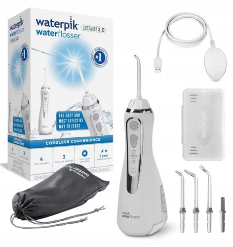 Waterpik Advanced Kabellose Munddusche - Testsieger 2024 - Munddusche für effektive Plaque Entfernung, bis zu 99,9% wirksam, 4 Aufsätze und 3 Modi, ideal für gesunde Zähne und Zahnfleisch.