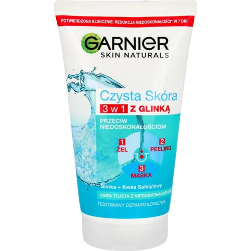 Garnier Pure Haut 3-in-1 Tonerde 150 ml - Tagespflege für fettige Haut, ideal als Reinigung, Peeling und Maske in einem. Enthält mineralreiche Inhaltsstoffe für ein frisches Hautgefühl.