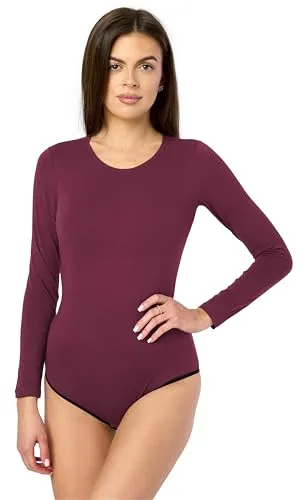 Merry Style Damen Langarm Body MS-114 (Weinrot, L)