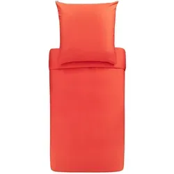 Bassetti Uni Bettwäsche Tangerine 135x200 cm - Kissenbezüge aus 100% Baumwollsatin, seidig-soft und pflegeleicht, ideal für ein luxuriöses Schlaferlebnis.