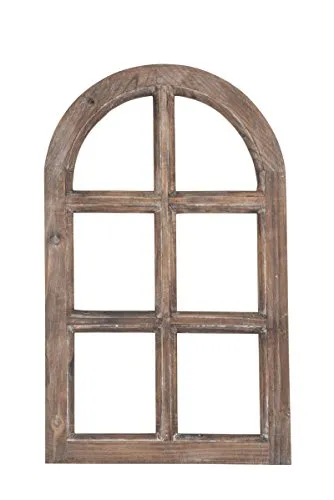 Deko-Fensterrahmen Holz - Vintage Optik, halbrund - Wand- & Tischbilderrahmen in Vintage Shabby Optik, ideal für kreative Wandgestaltungen oder als Fenster-Attrappe. Maße: ca. 29,5 x 2 x 49 cm.