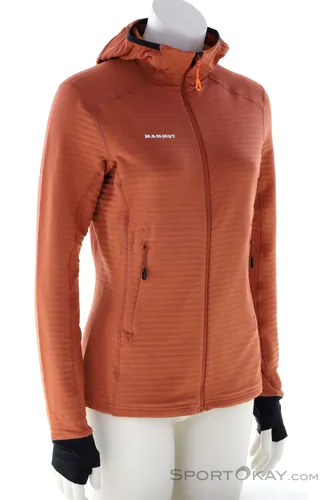 Mammut Taiss Light ML Hooded Jacket Damen - Funktionsjacke in Orange - Leichte und atmungsaktive Damenjacke ideal für Outdoor-Aktivitäten, bietet hervorragenden Wärmeschutz und Bewegungsfreiheit.