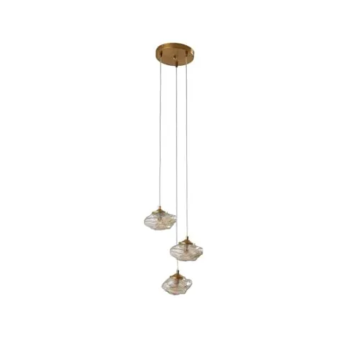 Lindby Hängeleuchte Piatra, 3-flammig in Cognac und Messing - Hängeleuchte mit modernem Design und sanfter Lichtverteilung, ideal für Wohnzimmer und Esszimmer. Höhenverstellbare Lichtquellen schaffen eine besondere Atmosphäre.