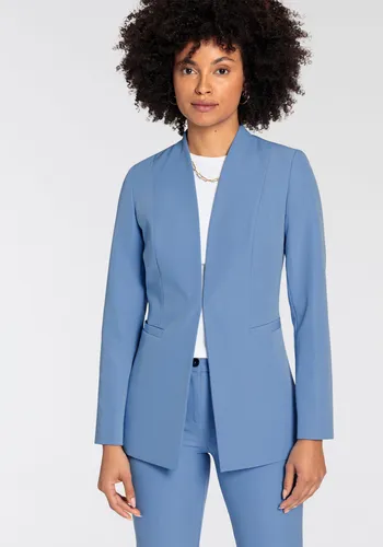 Longblazer TAMARIS, Damen, Gr. 42, hellblau - Business-Mode mit femininem Schnitt, der Po-bedeckend ist und dank des leichten Materials für ein angenehmes Tragegefühl sorgt. Ideal für stilbewusste Frauen!