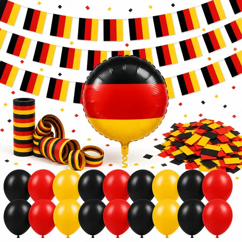 XXL Deutschland Deko Set Fanartikel Tischdekoration über 50 Teile Fußball WM EM