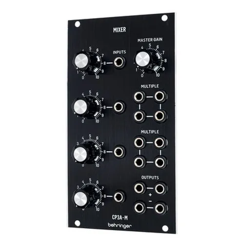 Behringer CP3A-M Audiomixer - Kompetenter 4-Kanal Audiomixer im kompakten Eurorack-Format, ideal für kreative Klanggestaltung mit flexiblen Ausgangsmöglichkeiten.