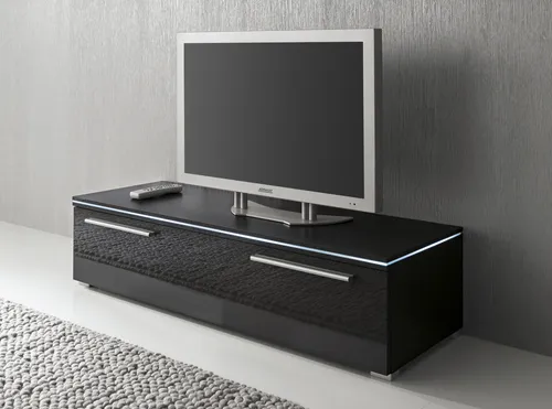 HÖLTKEMEYER Lowboard "Line TV-Board", schwarz, 120 cm - Stylisches Lowboard in modernem Design mit hochglänzenden Fronten. Ideal für Ihr Wohnzimmer, bietet Platz für Unterhaltungselektronik und hat 2 Fächer für zusätzlichen Stauraum. Selbstmontage mit Anleitung.