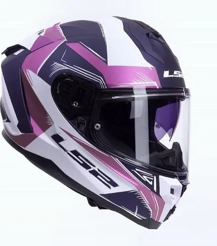 LS2 FF817 Challenger II Flaman Integralhelm - Matt Weiß/Schwarz/Pink - XS - Hochwertiger Tourenhelm aus HPFC für exzellente Sicherheit und geringes Gewicht. Integriertes Sonnenvisier und Pinlock 120 XLT Max Vision für optimalen Komfort auf langen Fahrten.