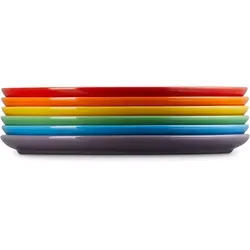 Le Creuset Speiseteller Coupe 27cm 6er Set Regenbogen - Buntes 6er Set aus hochwertigen Speisetellern, ideal für festliche Anlässe und den täglichen Gebrauch. Mit stilvollem Design und langlebiger Qualität für jeden Tisch.
