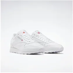 Reebok Unisex Classic Leather Sneaker - Ftwwht Ftwwht Pugry3, 43 EU - Herren-Sneaker aus strapazierfähigem Glattleder mit dämpfender Schaumstoff-Zwischensohle und robuster Gummi-Außensohle für optimale Traktion.