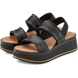 Plateausandaletten LASCANA - Bequeme Leder-Sandalette für Damen - Damen Sandalette aus 100% Rindsleder mit modisch bequemer Plateausohle und leichtem Keilabsatz. Ideal für den Sommer und casual Looks.
