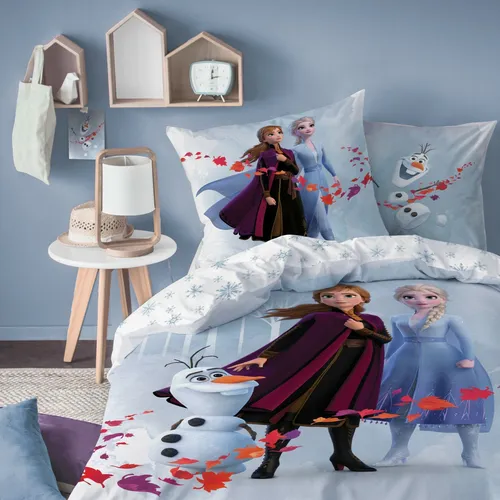 Disney's Frozen 2 Kinderbettwäsche - Eiskönigin 135x200 cm - Bettwäsche für Mädchen mit Anna, Elsa & Olaf, aus 100% hochwertiger Baumwolle in Renforcé, für langanhaltenden Komfort und angenehme Nächte.