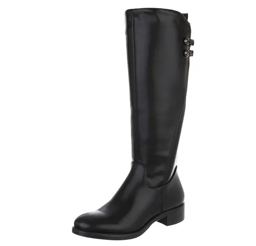 Ital-Design Elegante Damenstiefel mit Blockabsatz in Schwarz (90110028) - Stylische Damenstiefel mit dekorativen Details, ideal für den Alltag. Bequemer Blockabsatz und Reißverschluss sorgen für einfachen Einstieg und hohen Tragekomfort.