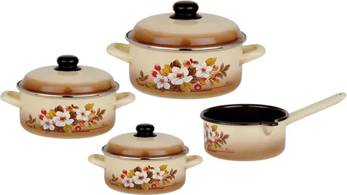 GSW Topf-Set Madeira, 7-teilig - Topfset aus Stahl-Emaille, allergikergeeignet und kratzfest, ideal für alle Herdarten inklusive Induktion.