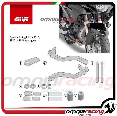 GIVI Montagekit für Scheinwerfer S310, S320, S321, S322 für BMW R 1200 RT (14-18) - Motorradzubehör für BMW R 1200 RT, ermöglicht die einfache Montage zusätzlicher Scheinwerfer ohne Motorschutz, inklusive passgenauer Halterungen.