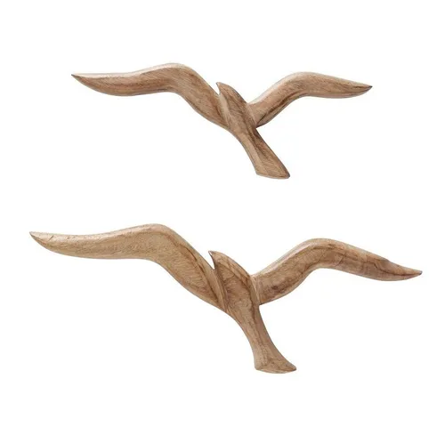 BOLTZE GRUPPE GmbH Wanddekoobjekt Seagull – 2er Set Möwen aus Mango Holz - Deko-Objekte für ein modernes Zuhause. Dieses 2er Set aus naturbraunem Mango Holz bringt maritimen Charme in jeden Raum und ist ideal für kreative Wandgestaltungen.