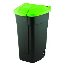 Curver 214125 Abfallbehälter 110 L - Rechteckig in Schwarz und Grün - Robuster Müllsammel-Radmülleimer aus hochwertigem Kunststoff mit 110L Fassungsvermögen, ideal für Garten und Haushalt. Inklusive praktischem Griff und stabilen Rädern zur einfachen Handhabung.