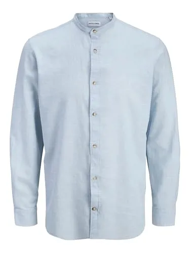Jack&Jones Essentials Jjesummer Hemd - Stylisches Langarmhemd mit Bandkragen für Herren, ideal für den täglichen Gebrauch und vielseitig kombinierbar.