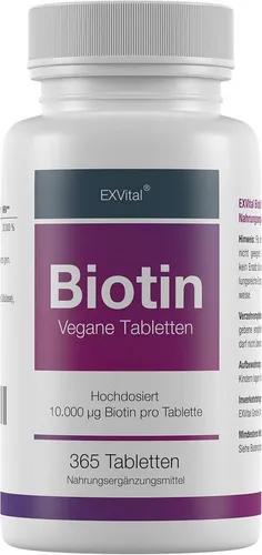 Biotin Tabletten 10.000 µg für Haare, Haut und Fingernägel Tabletten, 91,25 g