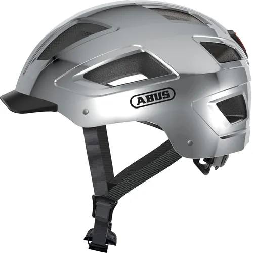 ABUS Unisex Fahrradhelm Silber (Chrome Silver) L - Fahrradhelme mit ABS-Hartschale und LED-Rücklicht für optimale Sichtbarkeit. Ideal für den Alltag, mit perfekter Belüftung und individueller Passform.