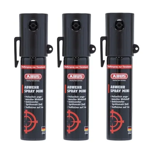 ABUS SDS80 Mini Abwehrspray – Effektives Pfefferspray zur Tierabwehr - Pfefferspray für Tierabwehr mit bis zu 3 m Reichweite – kompakt und handlich für Taschen, ideal für Notfälle. Einfach zu bedienen, sicher und effektiv.