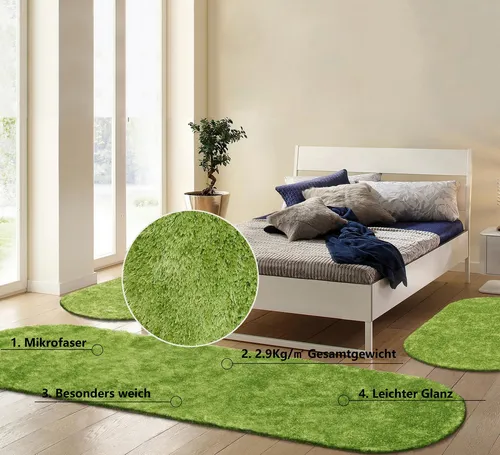 Hochflor-Bettumrandung BRUNO BANANI "Dana Teppich"  - Kundenliebling in Olivgrün - Teppich in U-Form, Höhe 30 mm aus 100% Polyester, pflegeleicht und ideal für ein gemütliches Schlafzimmer. Verleiht deinem Raum eine stilvolle Note!