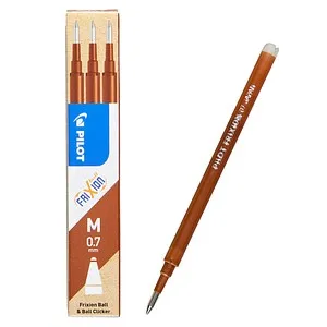 Pilot Tintenrollermine Frixion Ball Clicker 0.7 - Braune Radiermine - Schreibutensilien mit thermosensitiver, radierbarer Tinte, die bei Wärme verschwindet und bei Kälte wieder sichtbar wird - ideal für kreative Notizen!