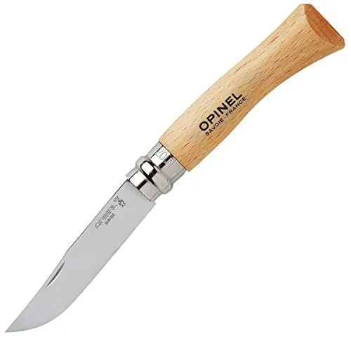 OPINEL VRI N°07 Inox Taschenmesser - Messer und Multitools, Klingenlänge 8 cm, ideal für Outdoor-Abenteuer und den Alltag mit einem eleganten Buchenholzgriff.