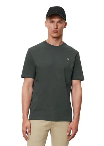 Marc O'Polo T-Shirt "T-shirt, short sleeve, logo print, ribbed collar", Gr. L, brayden storm - Hochwertiges Herren-T-Shirt, ideal für Büro und Freizeit. Die weiche Single Jersey Qualität sorgt für hohen Tragekomfort.
