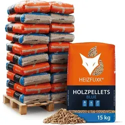 HEIZFUXX Holzpellets Blue - 300 kg (Palette, 20-St), umweltfreundlich und effizient für nachhaltige Wärmeversorgung