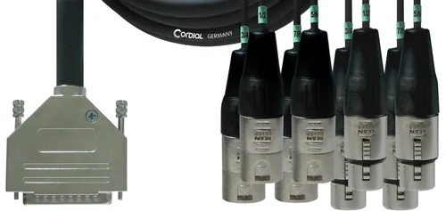Cordial Intro Multicore AES DSub/XLRfm 8-fach Rean Tascam 3m - Professionelles 8-fach Multicore-Kabel (AES/EBU) für Studioanwendungen, ideal für hochwertige Audioübertragungen mit D-Sub und XLR-Steckern.