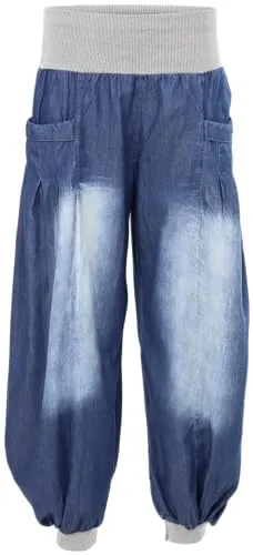 Malito Damen Haremshose Denim Style – Bequeme Pumphose aus 100% Baumwolle - Die malito Haremshose im Denim-Look ist ideal zum Tanzen oder Relaxen. Mit ihrem lockeren Schnitt und Taschen bietet sie hohen Tragekomfort und Bewegungsfreiheit – perfekt für den Alltag!