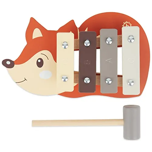 Bieco Mini Fuchs Kinder Xylophon - Baby Spielzeug Glockenspiel für Kinder ab 1 Jahr - Waldtiere Xylophon Holz - Glockenspiel Holz