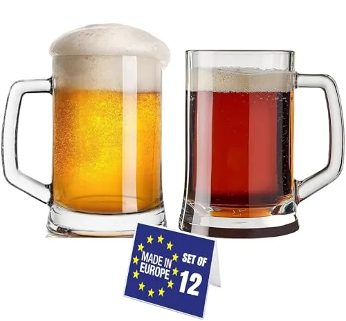 NORDIC SCHILLER Pub Bierglas 500 cc - Klassisches Bierglas mit stabilem Henkel, spülmaschinenfest und ideal für Bier, Softdrinks und Cocktails – perfekt für Pub, Bar oder Zuhause.