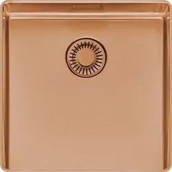 REGINOX R39519 Spüle NEW YORK SLIM 40X40 - Flächenbündig & Modern - Elegante Edelstahlspüle für ab 50 cm Schrankbreite. Mit schmalem Rand, integralem Ablauf und PVD-Beschichtung bietet sie zeitgemäßes Design und hohe Funktionalität.