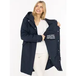 Zwillingsherz Kurzmantel "Keep Smiling" Kapuze, verdeckter Reißverschluss, Oversize blau XXL (44)