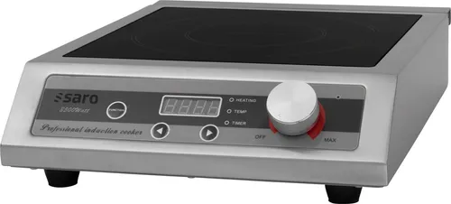 Saro Kochplatte Finja, Induktions-Einzelkochplatte, 3500 W - Kochfelder: Leistungsstarke Induktions-Einzelkochplatte mit 15 Heizstufen und einstellbarem Timer für präzises Kochen und Warmhalten. Ideal für Töpfe von 12 bis 26 cm Durchmesser.